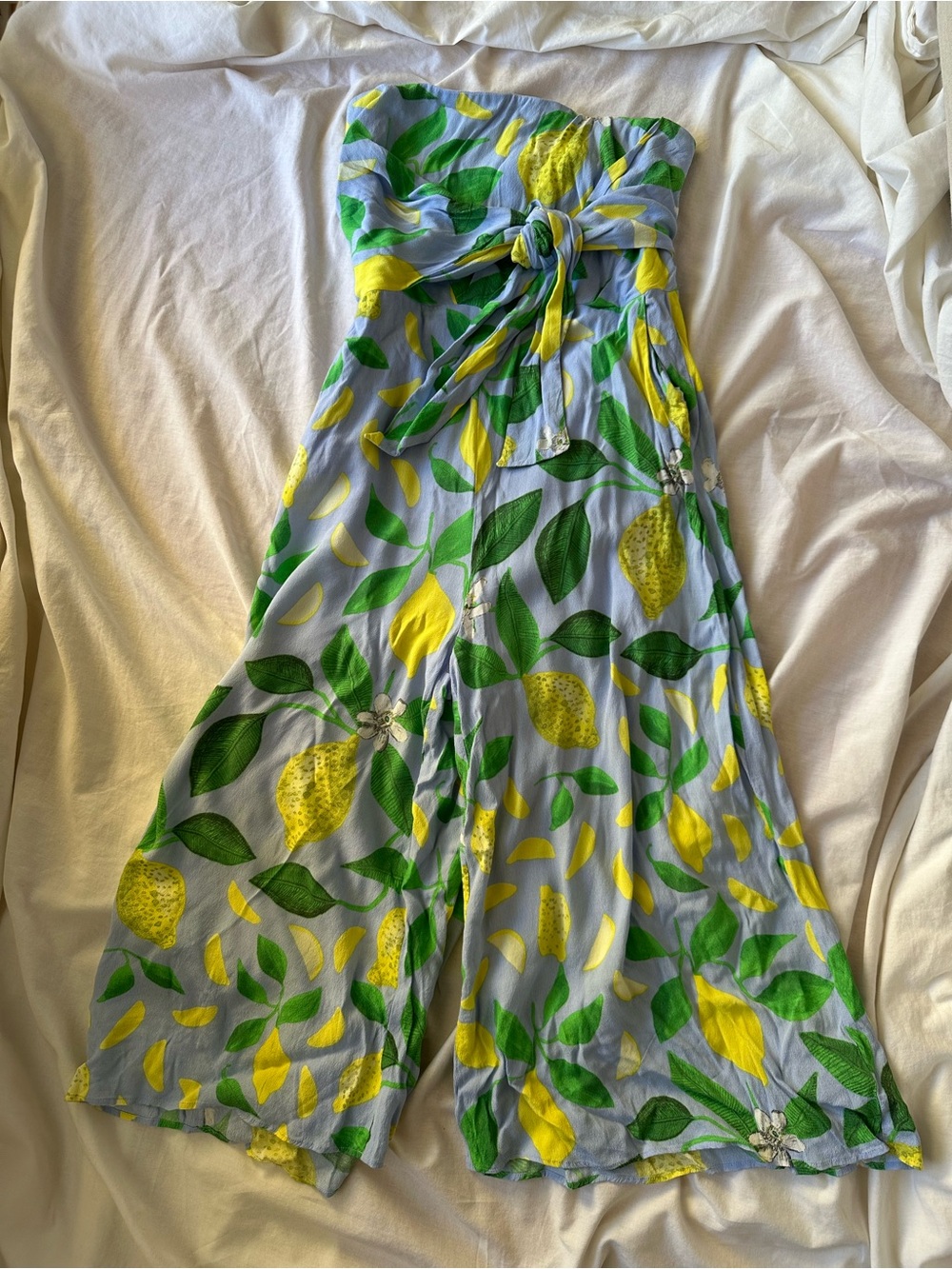 Maeve blue Strapless Jumpsuit with Yellow Lemon Print - Picture 2 of 3